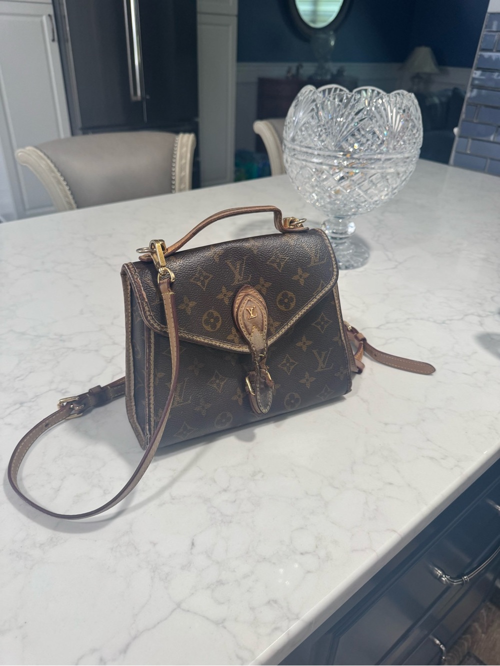 Louis Vuitton Monogram Canvas Satchel with Brown Leather Trim